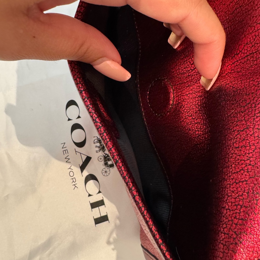Coach Red metallic Leather Women's Bag - Picture 7 of 16